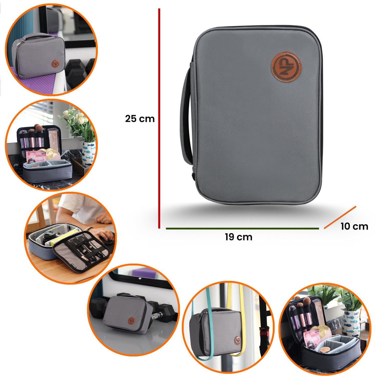 NPO Comfy Kablo, Makyaj, Lens, Mini Drone ve Aksesuar için Ayarlanabilir Çok Amaçlı Çanta-Gri