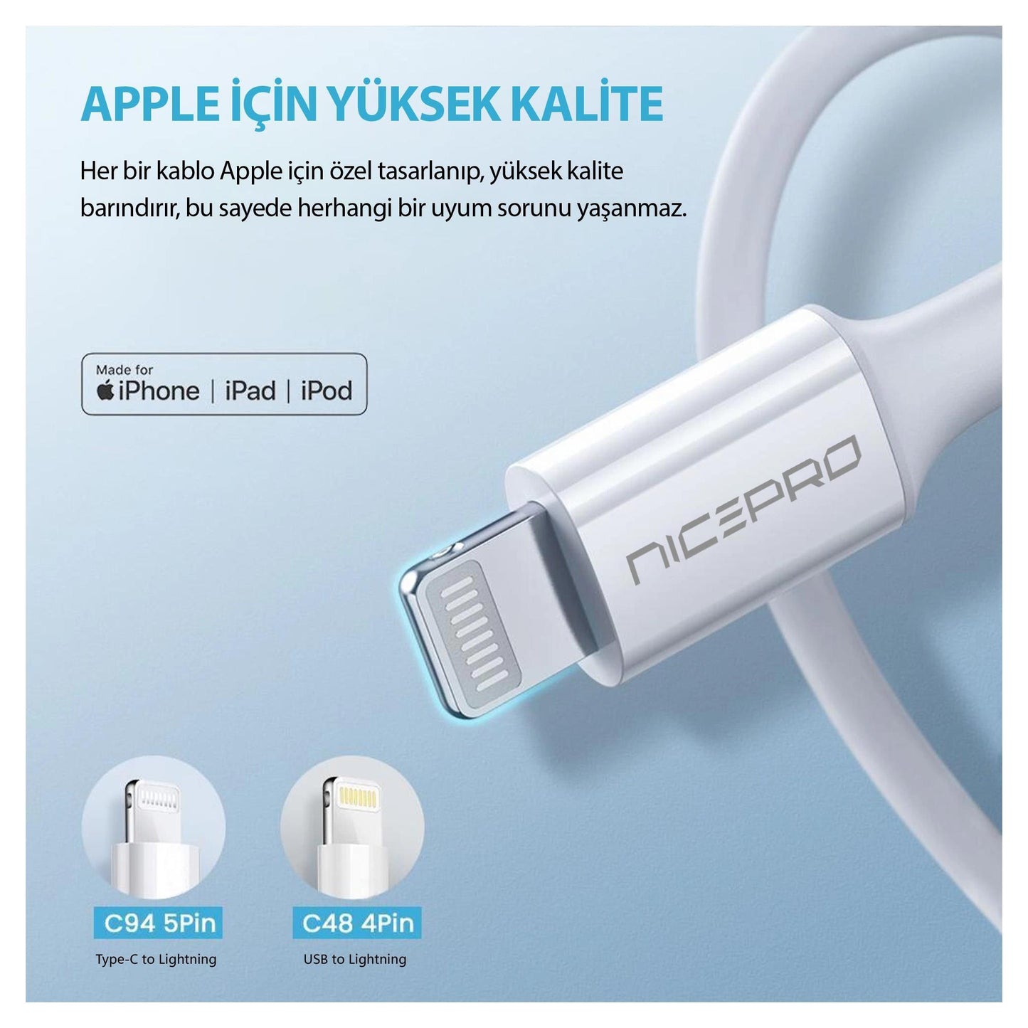 NPO UTL20 45W 2m TPE USB to Lightning Hızlı Şarj ve Data Kablosu (Apple şarj yedeği)