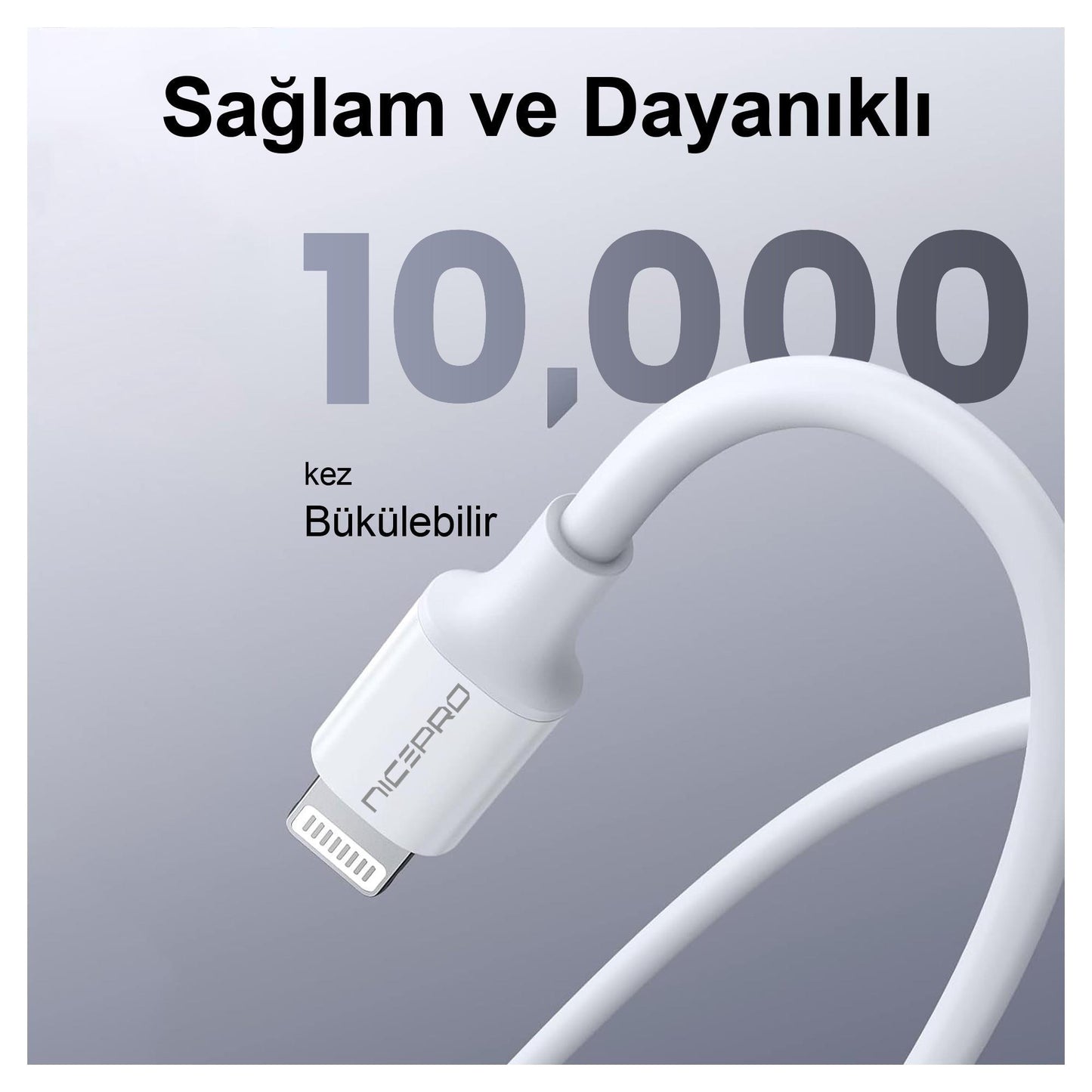 NPO UTL20 45W 2m TPE USB to Lightning Hızlı Şarj ve Data Kablosu (Apple şarj yedeği)