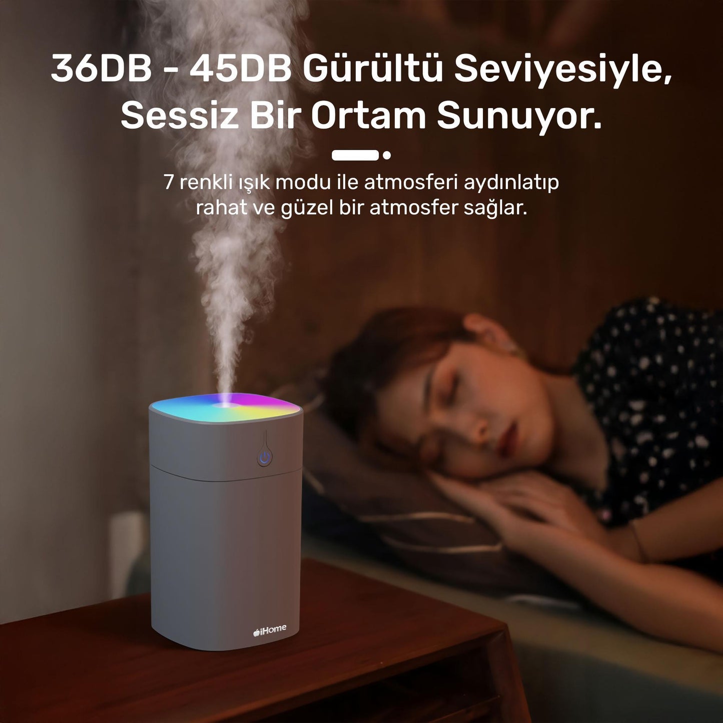 NPO iHome RGB Renkli Aromaterapi Difüzör ve Ultrasonik Hava Nemlendirici Buhar Makinesi