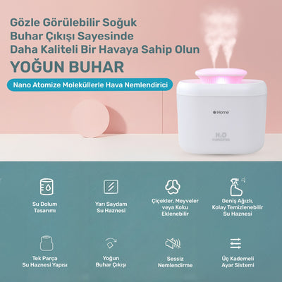 NPO iHome14 RGB Renkli 3300ml Aromaterapi Difüzör Ultrasonik Hava Nemlendirici Buhar Makinesi