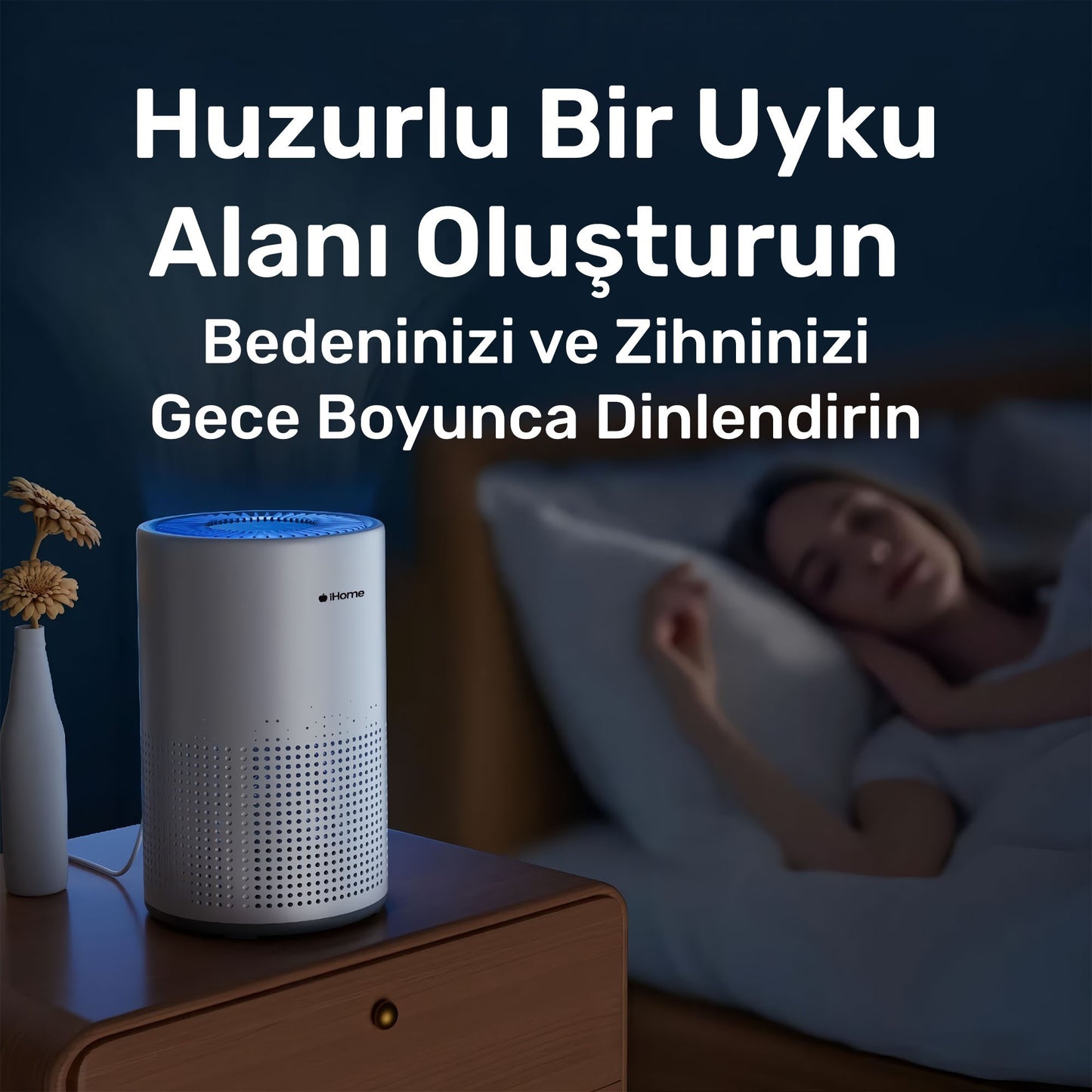 NPO iHome ARP1 Hepa-Aktif Karbon Filtreli 100m3/h Işıklı Ultra Sessiz Air Purifier Hava Temizleyici