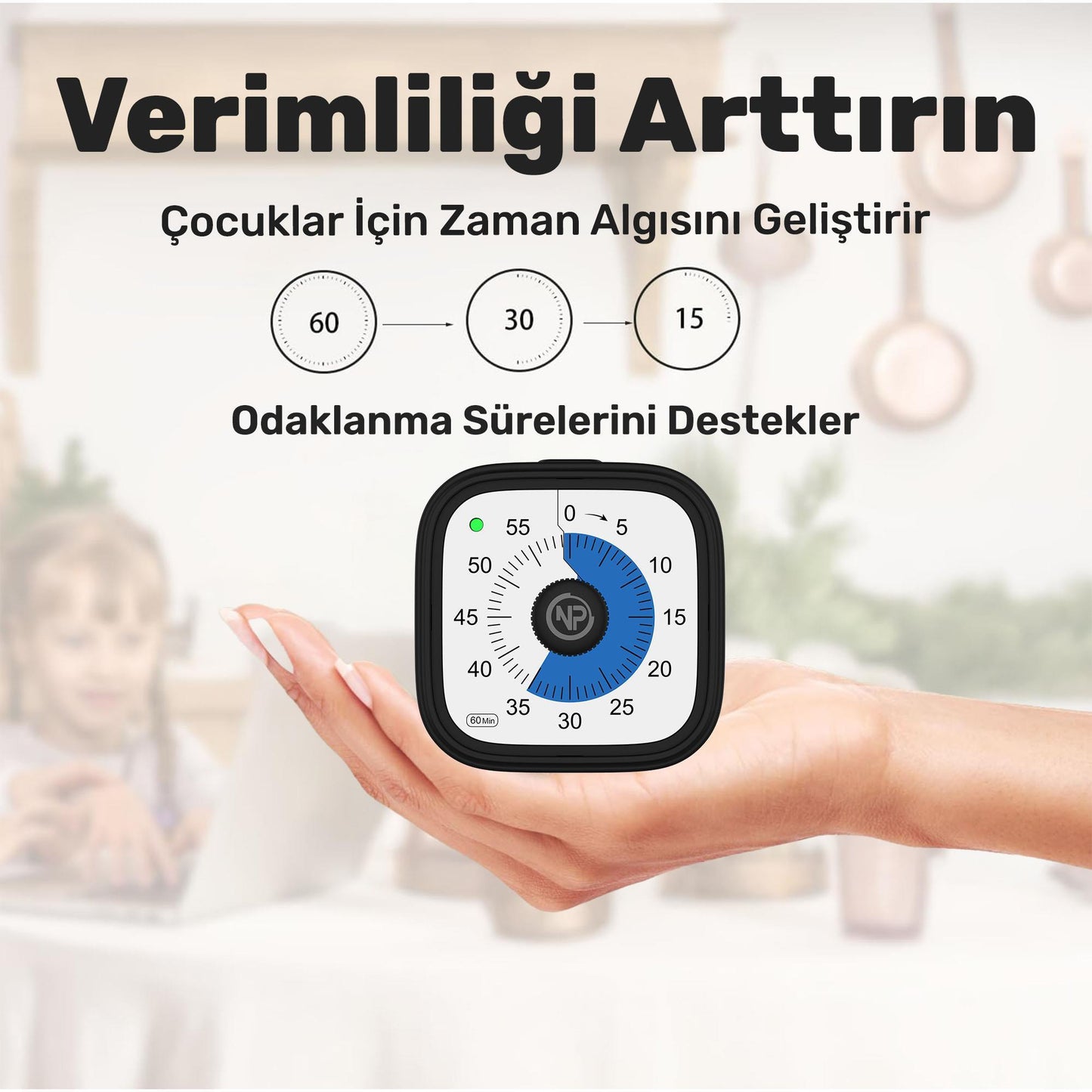 NPO Mutfak,Ders,Yemek için 60dk Analog Alarm Zamanlayıcı,Pomodoro Öğrenci Motivasyon Saati