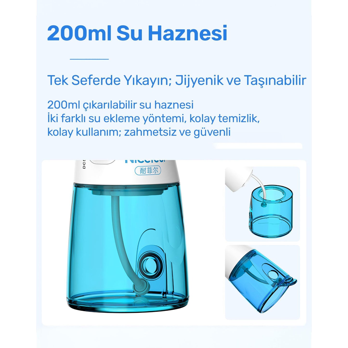 NPO Nicefeel NJ159 Profesyonel Temizleme Şarjlı Taşınabilir Nazal Bakım Burun Duşu