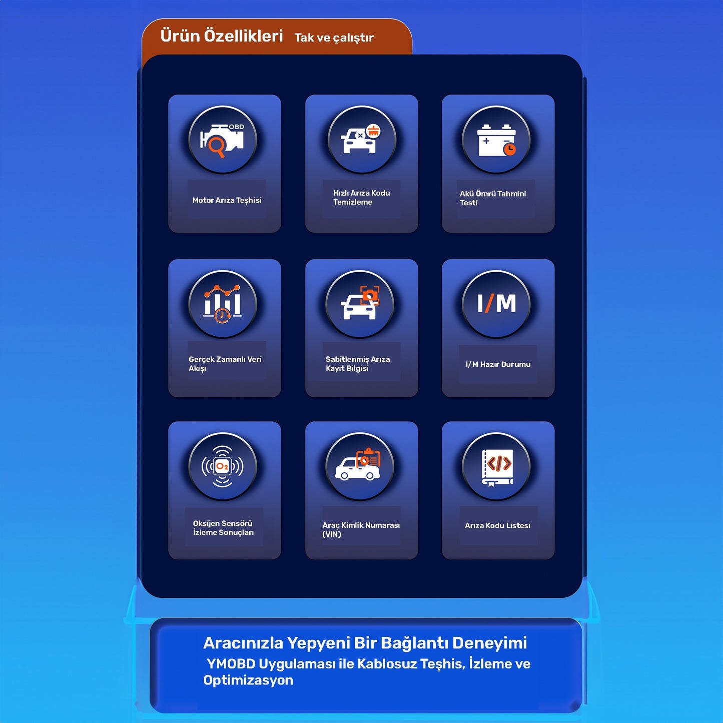 NPO NPC529 Türkçe OBDII/EOBD+CAN Modlu Araç Arıza Tespit/Silme Cihazı