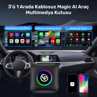 NPO NPCP01 SIM Kartlı Android13 8GB/128GB TvBox, Youtube, Netflix, Carlinkit, PlayStore Kablosuz CarPlay