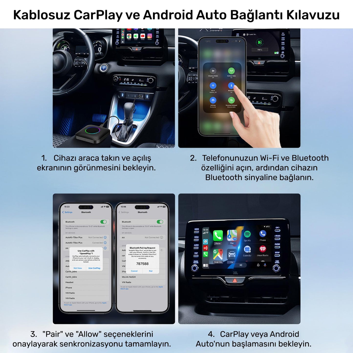 NPO NPCP01 SIM Kartlı Android13 8GB/128GB TvBox, Youtube, Netflix, Carlinkit, PlayStore Kablosuz CarPlay