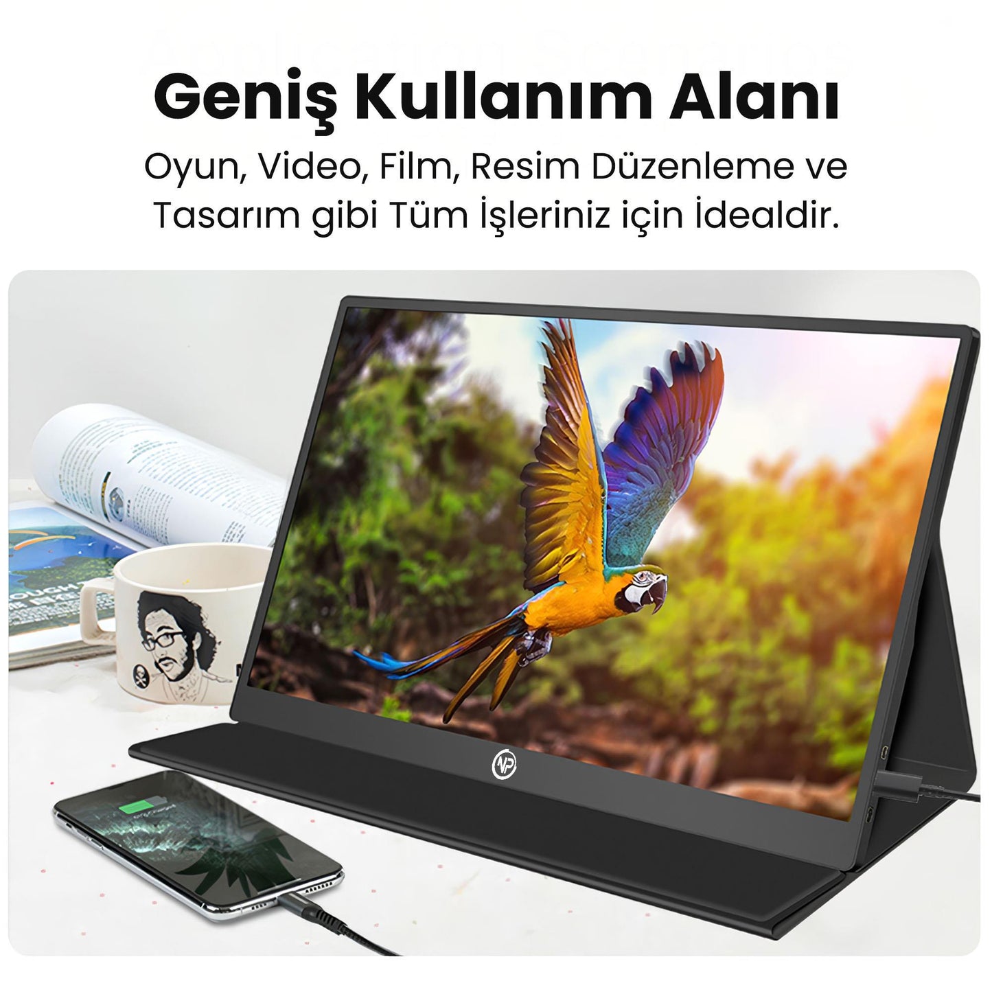NPO NPM6 15.6" FHD 5ms Type-C Telefon&Oyun Konsolu Uyumlu Metal Kasa Taşınabilir Monitör
