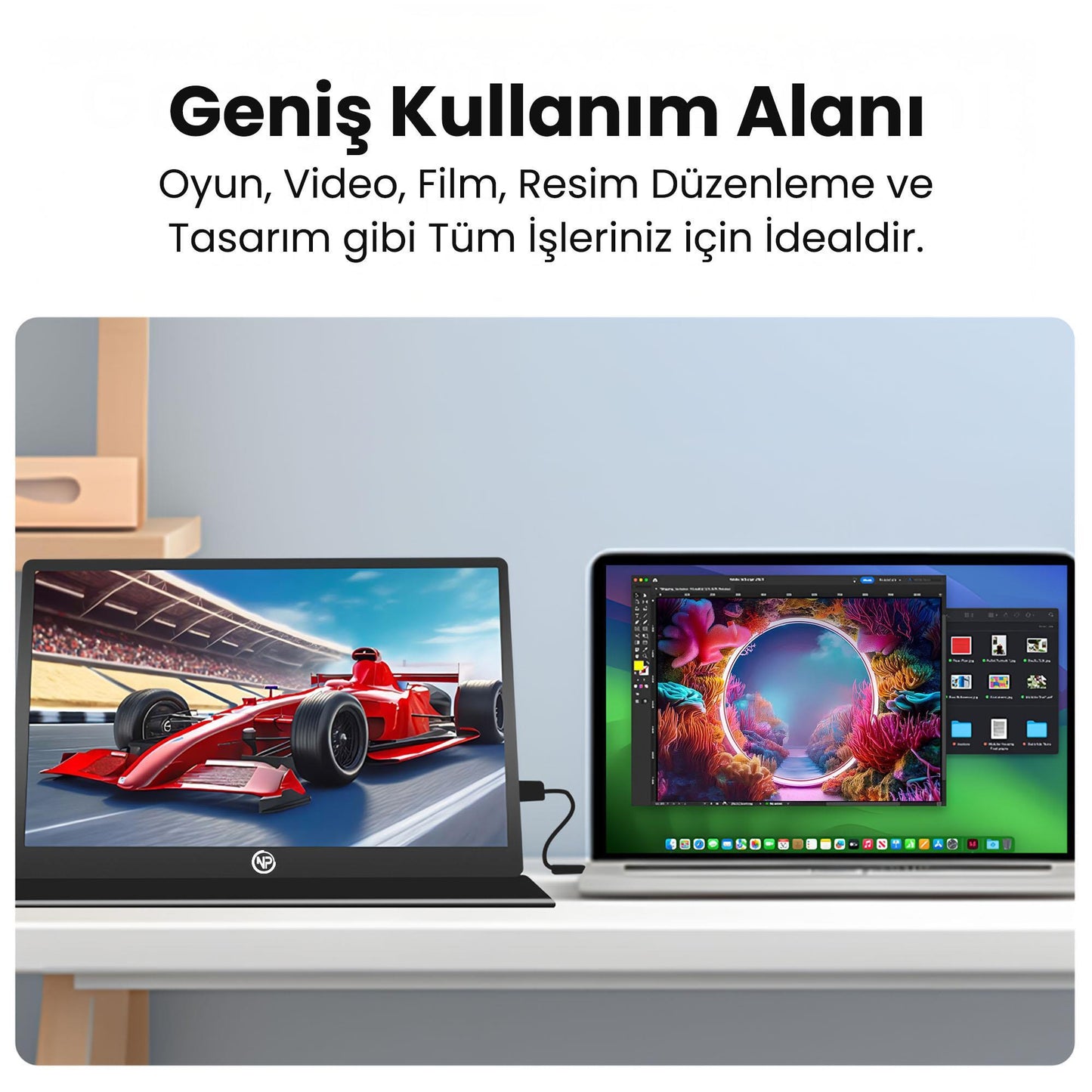 NPO NPM6 15.6" FHD 5ms Type-C Telefon&Oyun Konsolu Uyumlu Metal Kasa Taşınabilir Monitör