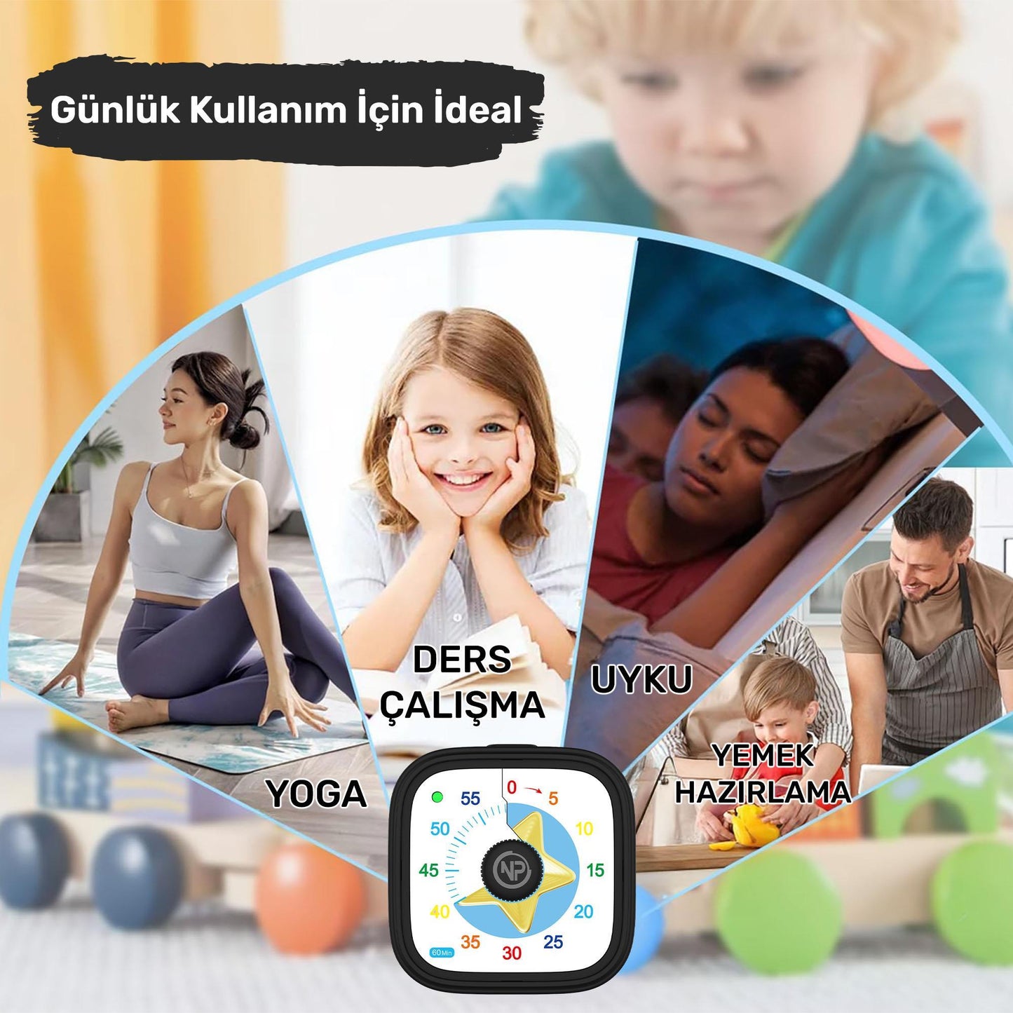 NPO NPT31ST Mutfak,Ders,Yemek için 60dk Analog Alarm Zamanlayıcı,Pomodoro Öğrenci Motivasyon Saati