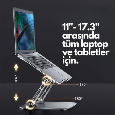 NPO NVR-5035 Açı Ayarlı Ergonomik Macbook Özel 17" Masaüstü Notebook Stand Gümüş Gri