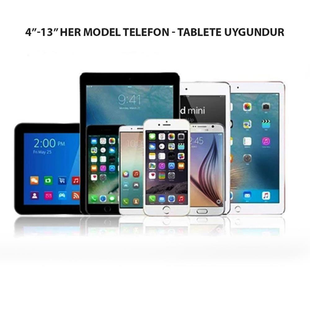 NPO STD20144LG 360°Ayarlanabilir Teleskobik 4"-13" Ergonomik Tablet Standı Gümüş Gri