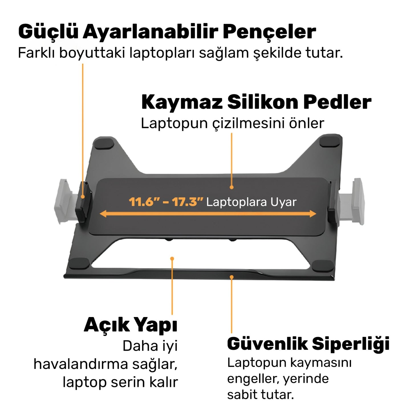 NPO STD72024MLG 11"-17" Notebook 17"-32" Monitör Destekli Alüminyum Monitör Tutucu