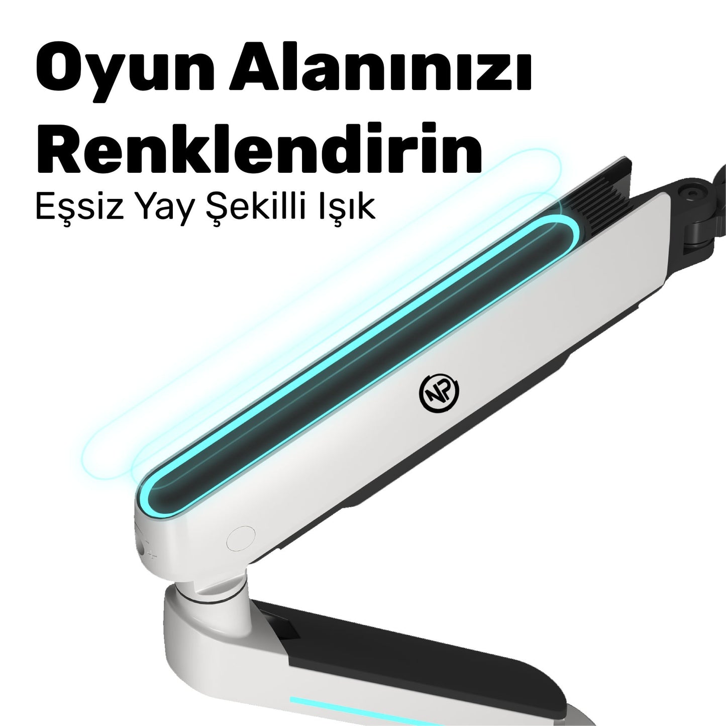 NPO STD54024HLW Elysium 27"-35" Amortisörlü RGB Profesyonel Gaming VESA Çift Kol Monitör Tutucu