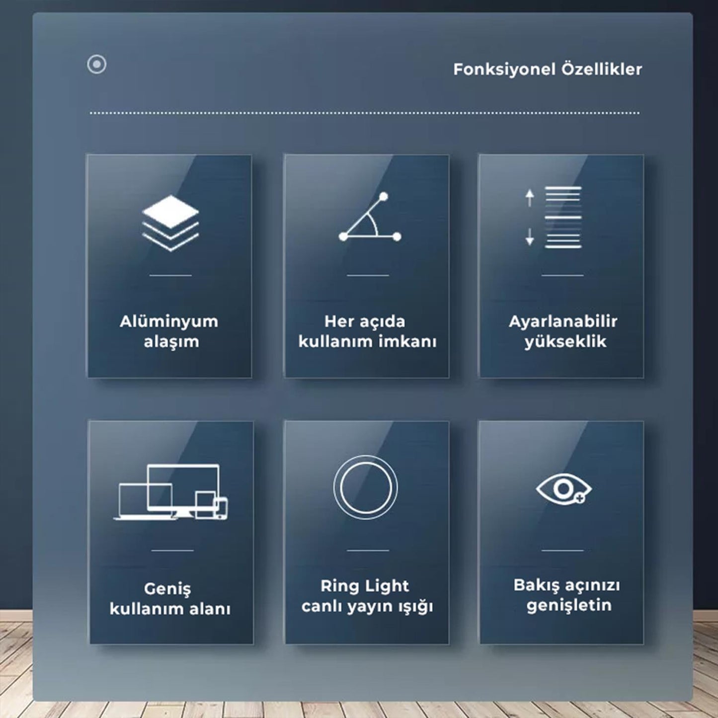 NPO STTF7095B Notebook Stand,Ring Işık,Mikrofon,Tablet/Telefon Tutucu 6 in 1 Canlı Yayın Twitch Seti