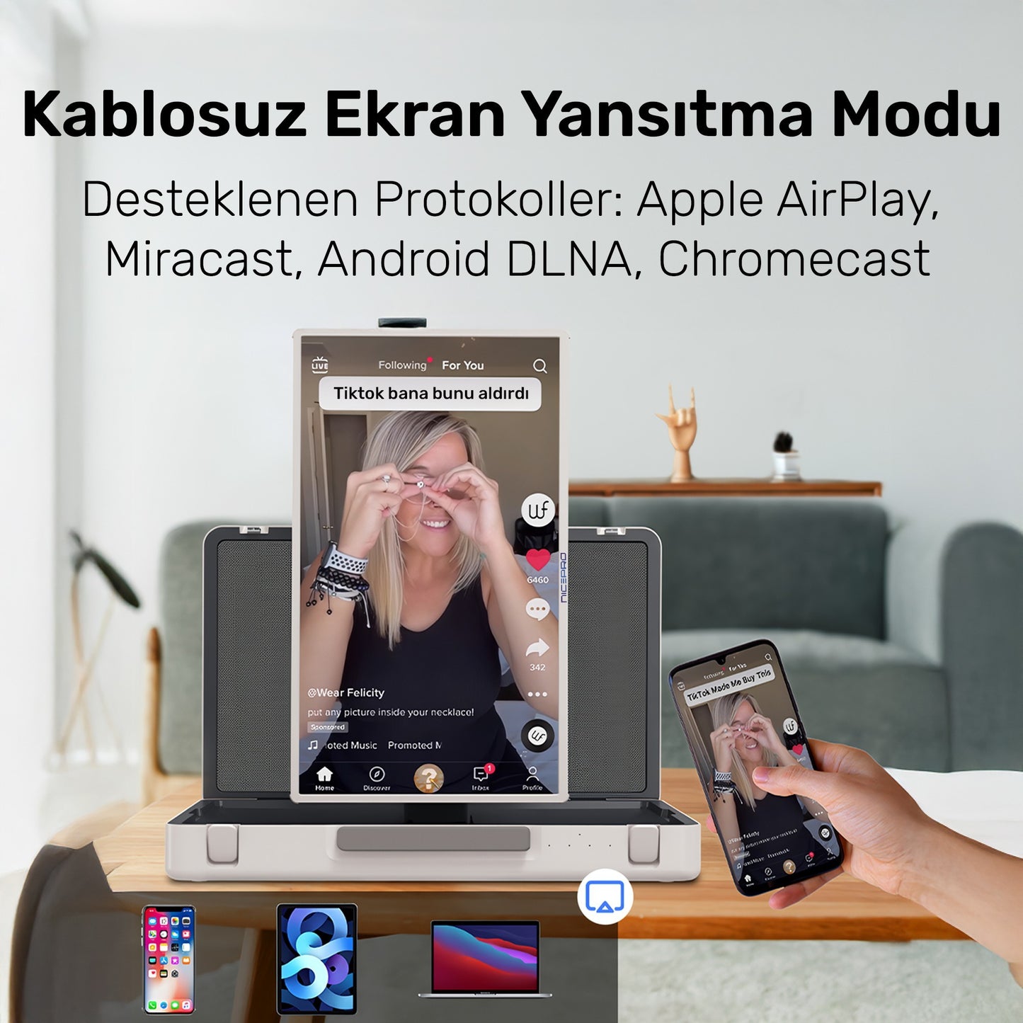 NPO AP2718T 27'' FHD 8/128GB Android Dokunmatik Çantalı Şarjlı Taşınabilir Smart Led Ekran