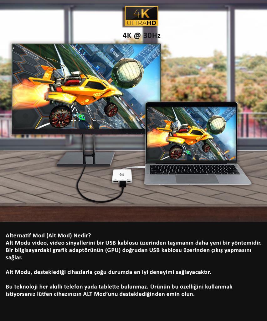 NPO TCA-104 MUF82ZM Macbook Type-C to HDMI-USB-Type-C Çoklayıcı