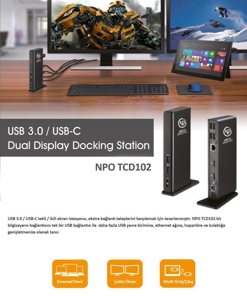 NPO TCD-102 MacOS/Win 4k HDMI USB TypeB Gigabit Docking Station