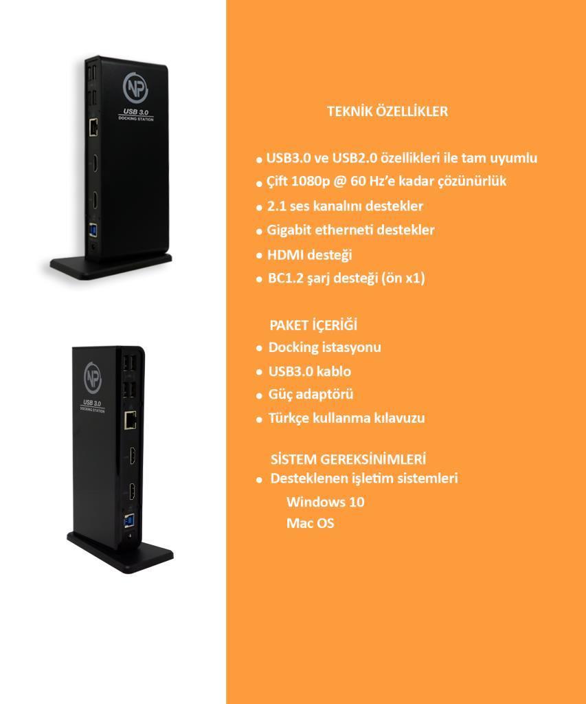 NPO TCD-102 MacOS/Win 4k HDMI USB TypeB Gigabit Docking Station