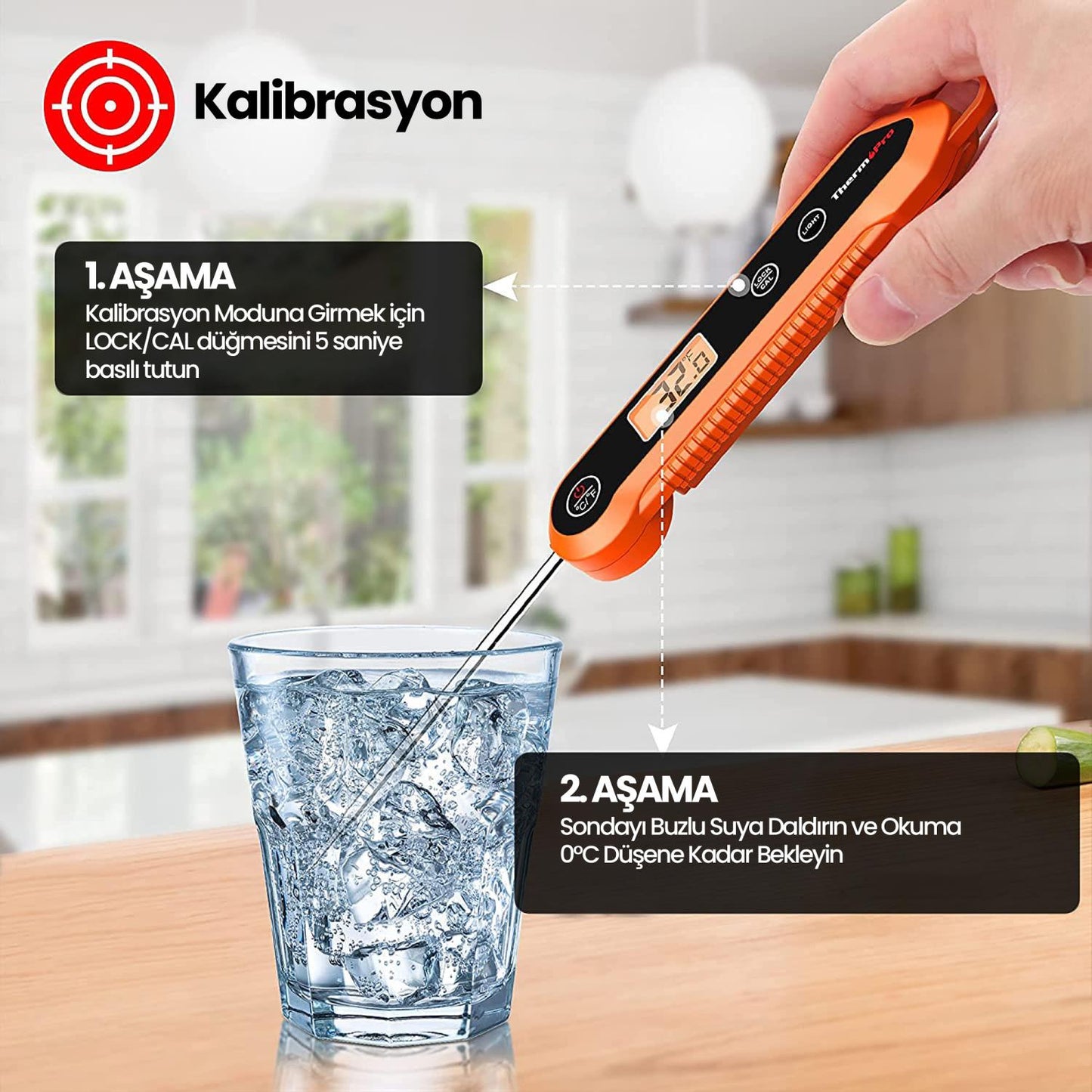 ThermoPro TP03H Su Geçirmez Katlanabilir Hızlı Sonuç Gıda Pişirme Termometresi
