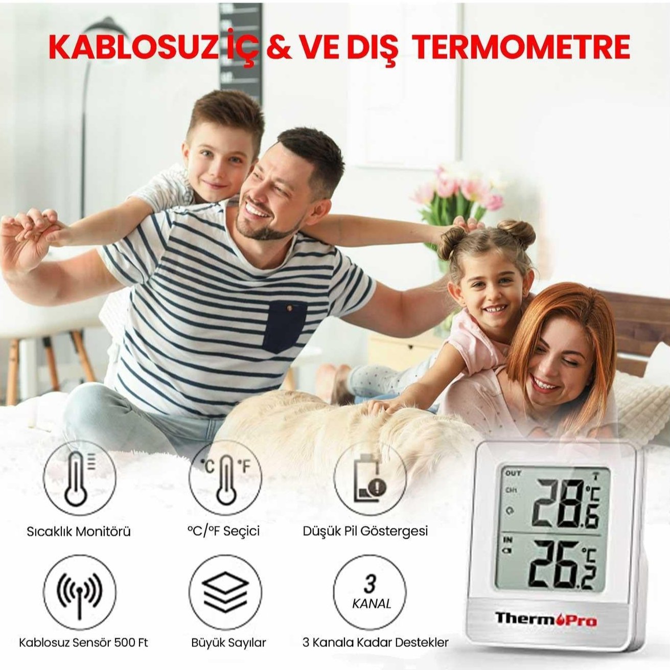 ThermoPro TP200C Wifi İç-Dış Mekan Dijital Sıcaklık Termometre