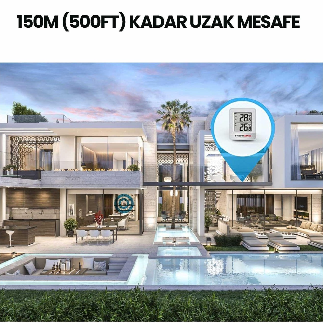 ThermoPro TP200C Wifi İç-Dış Mekan Dijital Sıcaklık Termometre