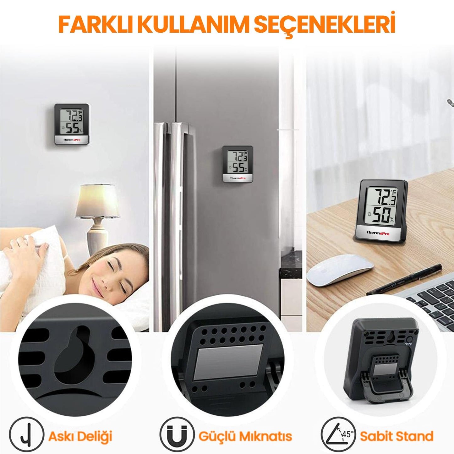 ThermoPro TP49B Mini Iç Mekan Dijital Sıcaklık ve Nem Ölçer Termometre