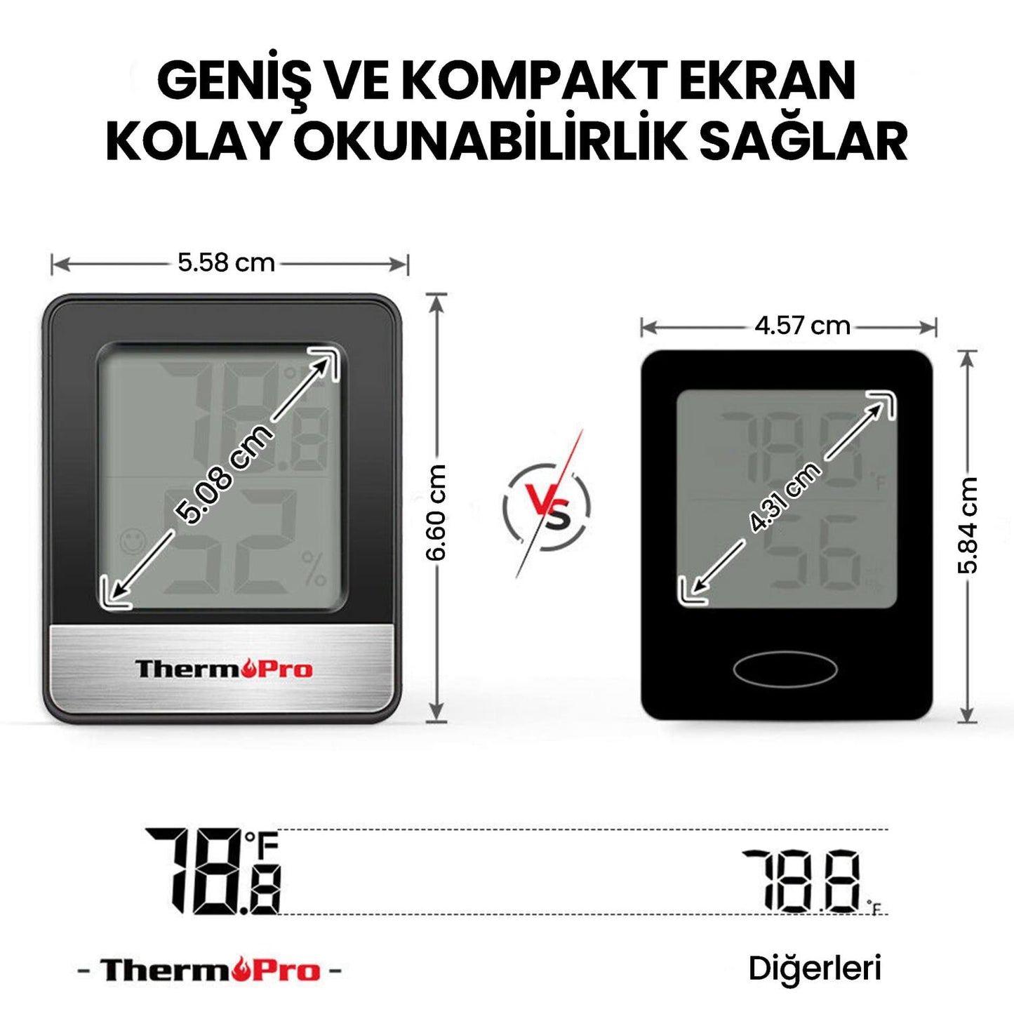 ThermoPro TP49B Mini Iç Mekan Dijital Sıcaklık ve Nem Ölçer Termometre