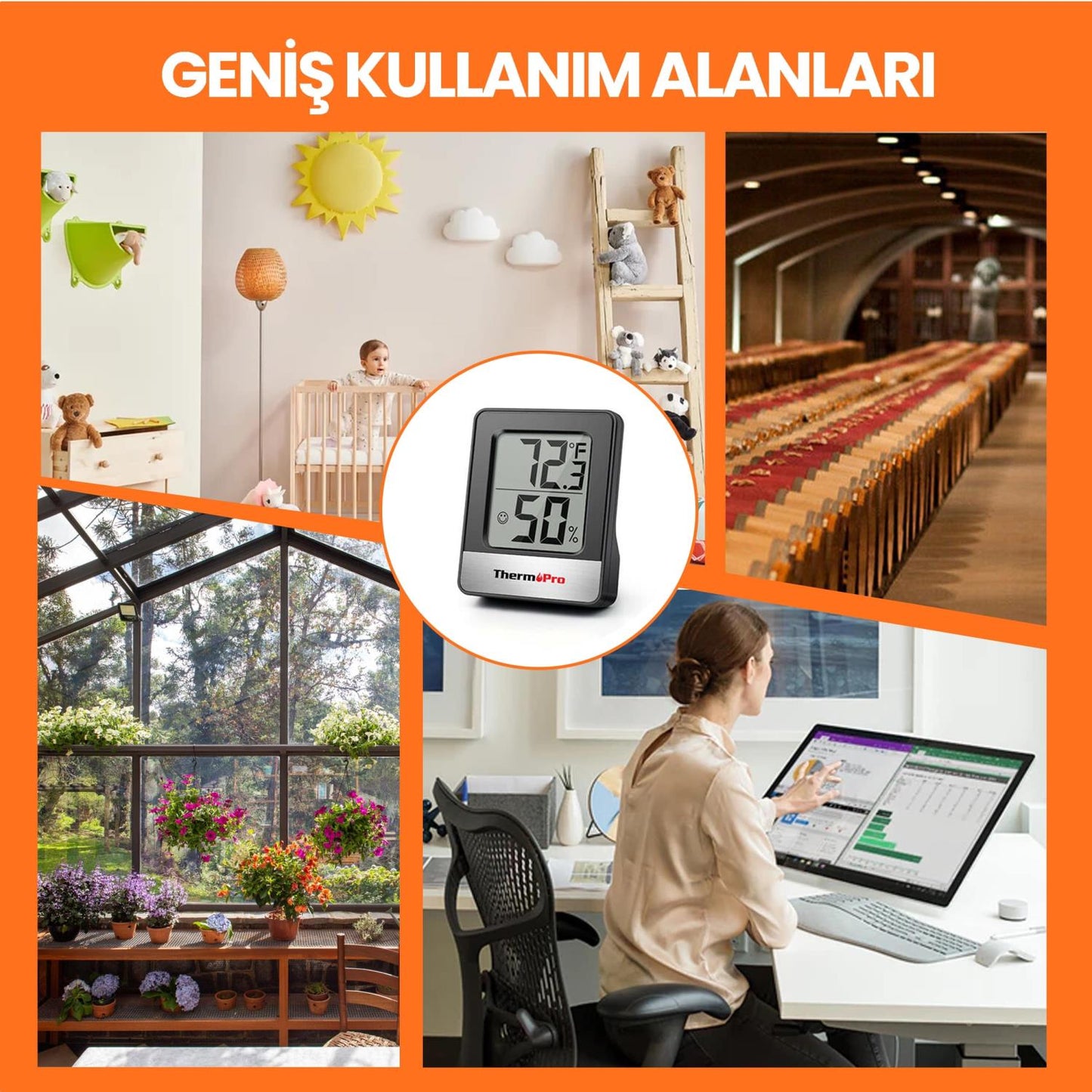ThermoPro TP49B Mini Iç Mekan Dijital Sıcaklık ve Nem Ölçer Termometre