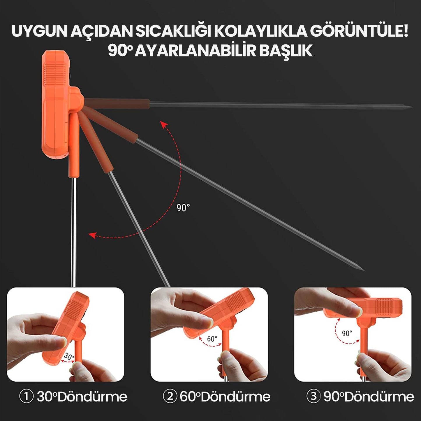 ThermoPro TP510 Su Geçirmez, Dijital ve Işıklı Daldırma/Saplama Profesyonel Gıda Termometresi