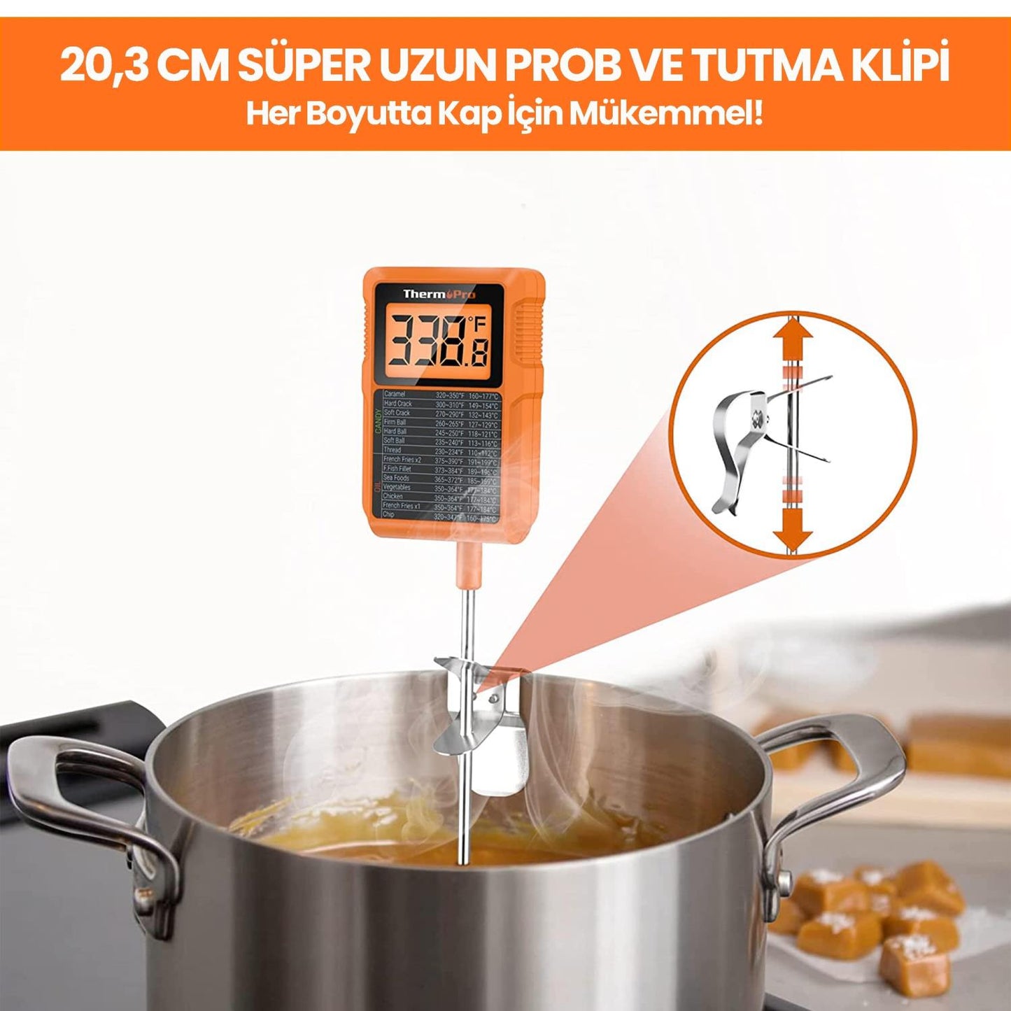 ThermoPro TP510 Su Geçirmez, Dijital ve Işıklı Daldırma/Saplama Profesyonel Gıda Termometresi
