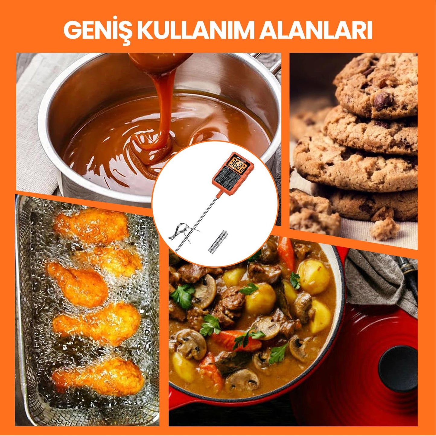 ThermoPro TP510 Su Geçirmez, Dijital ve Işıklı Daldırma/Saplama Profesyonel Gıda Termometresi