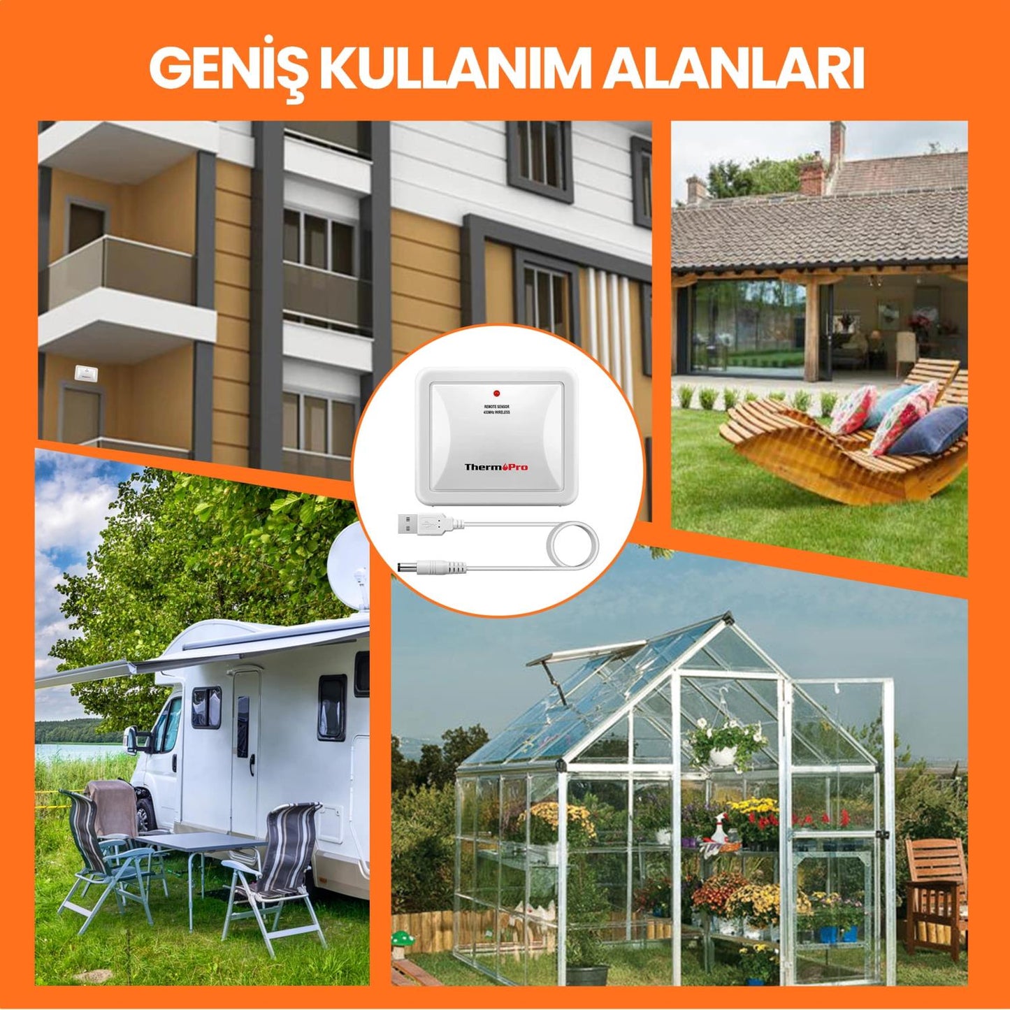 ThermoPro TX-4C İlave Dış Sensör (TP60C, TP63C, TP65C) İçin Uyumludur