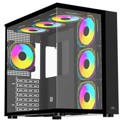 PowerBoost PB-SS02B USB 3.0 Sea View ATX RGB Fanlı Siyah Kasa (PSU Yok)