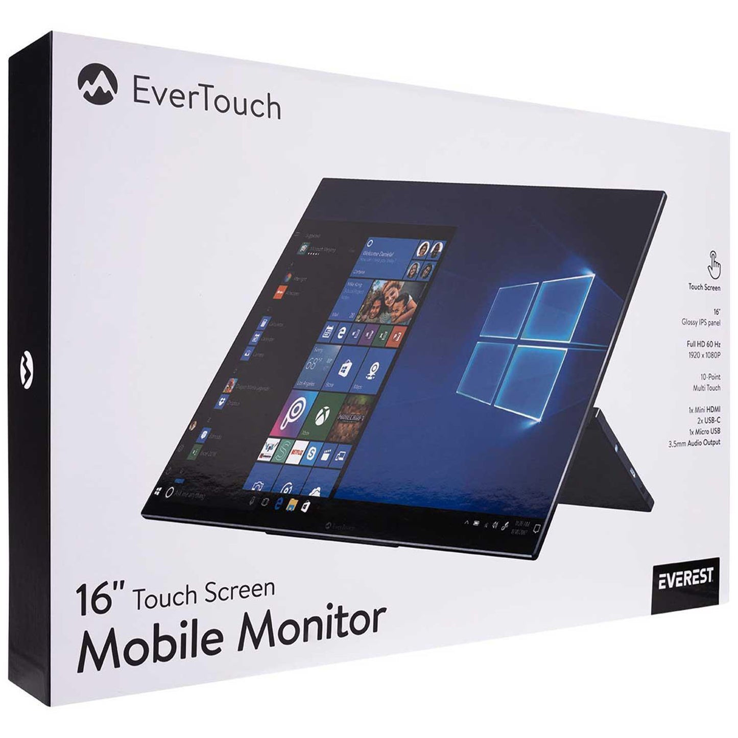 Everest Evertouch M-16 16" 60Hz HDMI+2xUSB-C+USB FullHD IPS Touch Monitör