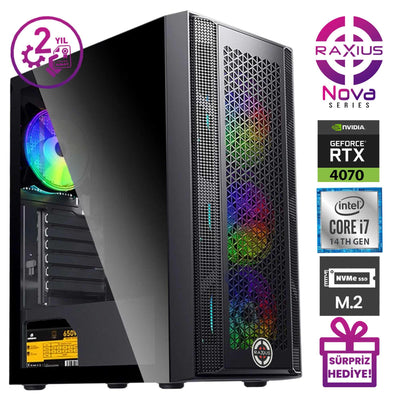 RaXius Nova G1 i7 4070-14KF001 i7-14700KF RTX4070 Gaming Masaüstü Bilgisayar