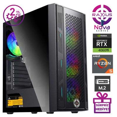 RaXius Nova G1 R5 4060TI-75F Ryzen5 7500F RTX4060TİGaming Masaüstü Bilgisayar