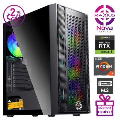 RaXius Nova G1 R7 4060Ti-77 Ryzen7 7700 RTX4060Ti 8 GB Gaming Masaüstü Bilgisayar