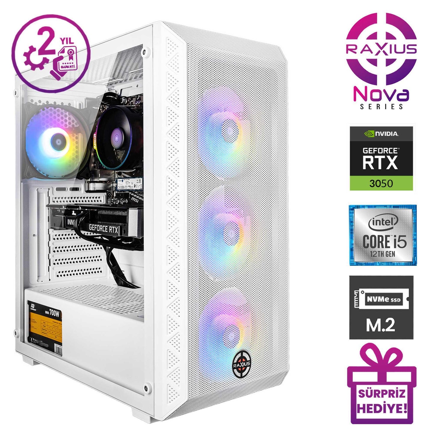 RaXius Nova G2 i5 3050-124 i5-12400 RTX3050 8 GB Gaming Masaüstü Bilgisayar