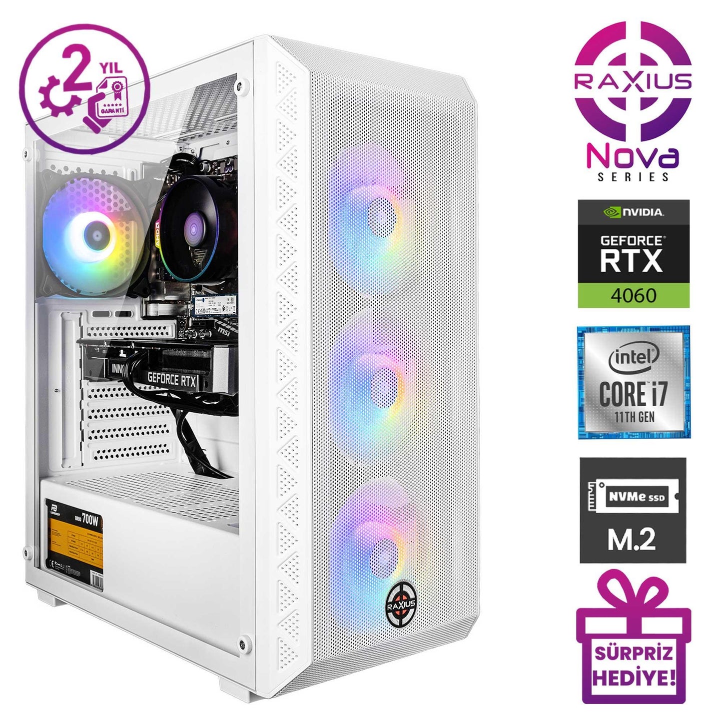 RaXius Nova G2 i7 4060-17F01 i7-11700F RTX4060 Gaming Masaüstü Bilgisayar