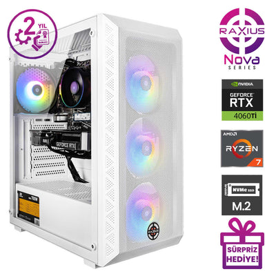 RaXius Nova G2 R7 4060TI-77 Ryzen7 7700 RTX4060Ti 8GB Gaming Masaüstü Bilgisayar