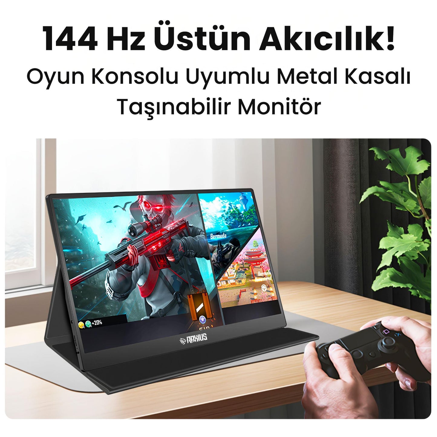Raxius RXM6144 15.6" FHD 5ms144Hz Type-C Telefon&Oyun Konsolu Uyumlu Metal Kasa Taşınabilir Monitör