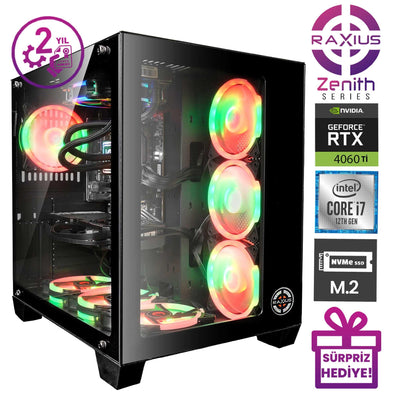 RaXius Zenith Z1 i7 RTX4060TI-127F i7-12700F RTX4060Ti 8 GB Gaming Masaüstü Bilgisayar