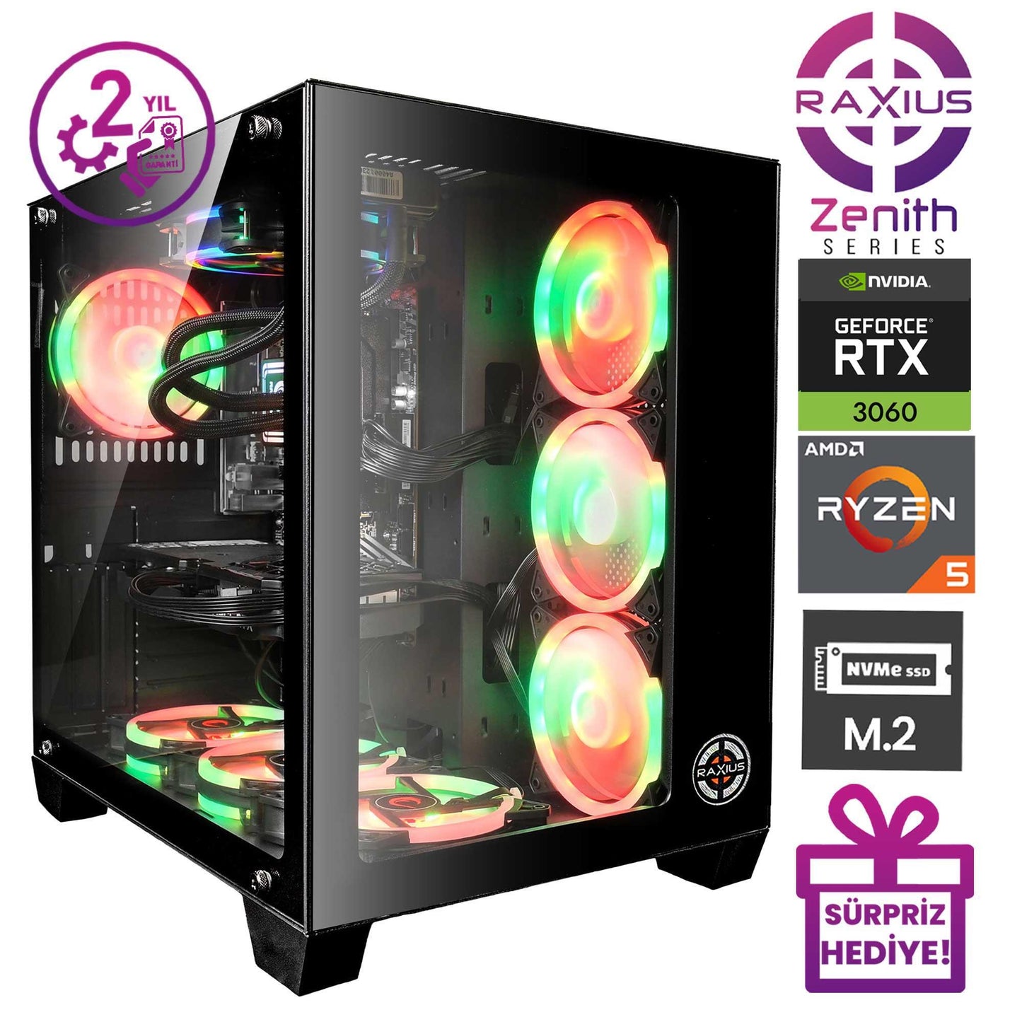 RaXius Zenith Z1 R5 3060-5600G Ryzen5 5600G RTX3060 12 GB Gaming Masaüstü Bilgisayar
