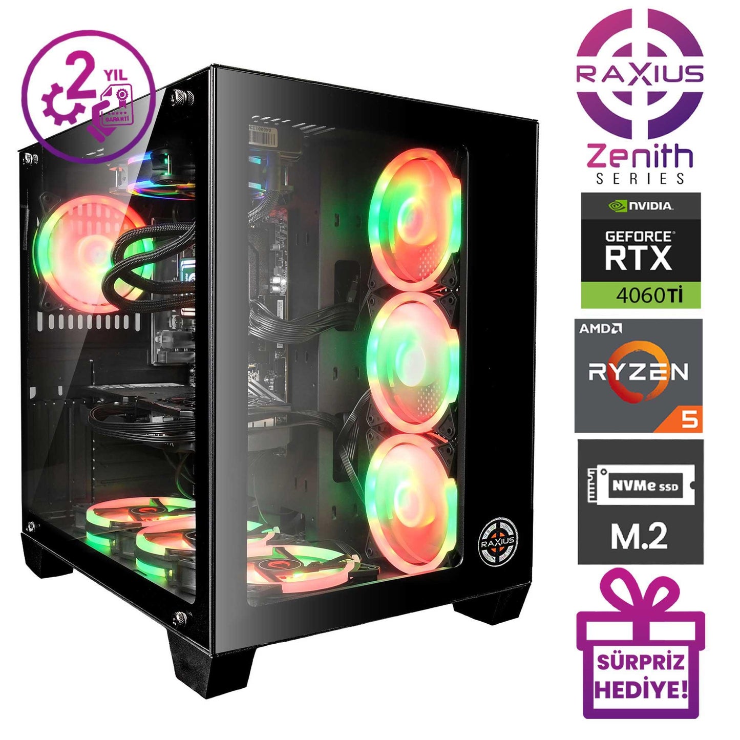 RaXius Zenith Z1 R5 4060TI-75F Ryzen5 7500F RTX4060Ti 8GB Gaming Masaüstü Bilgisayar
