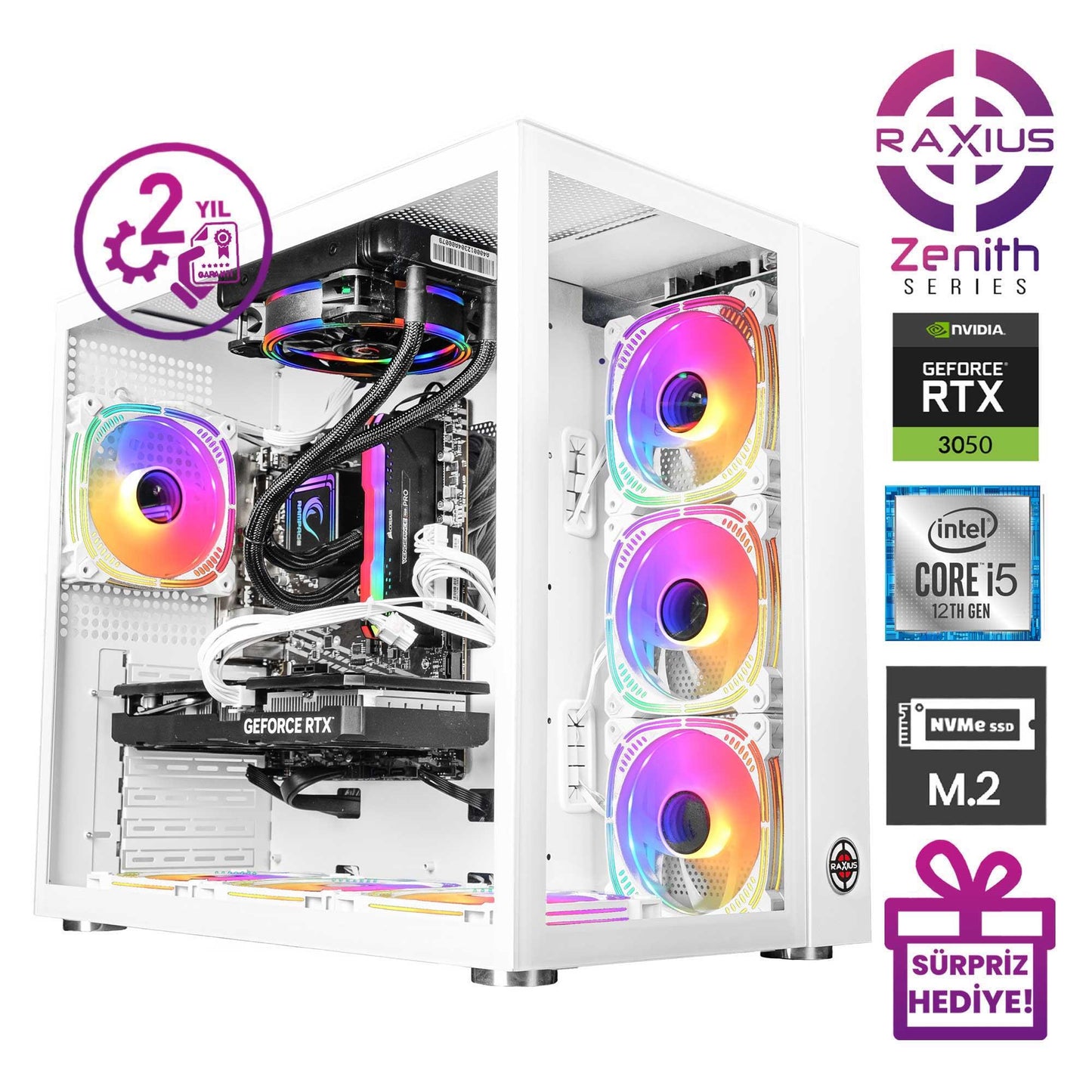 RaXius Zenith Z2 i5 3050-124 i5-12400 RTX3050 8 GB Gaming Masaüstü Bilgisayar