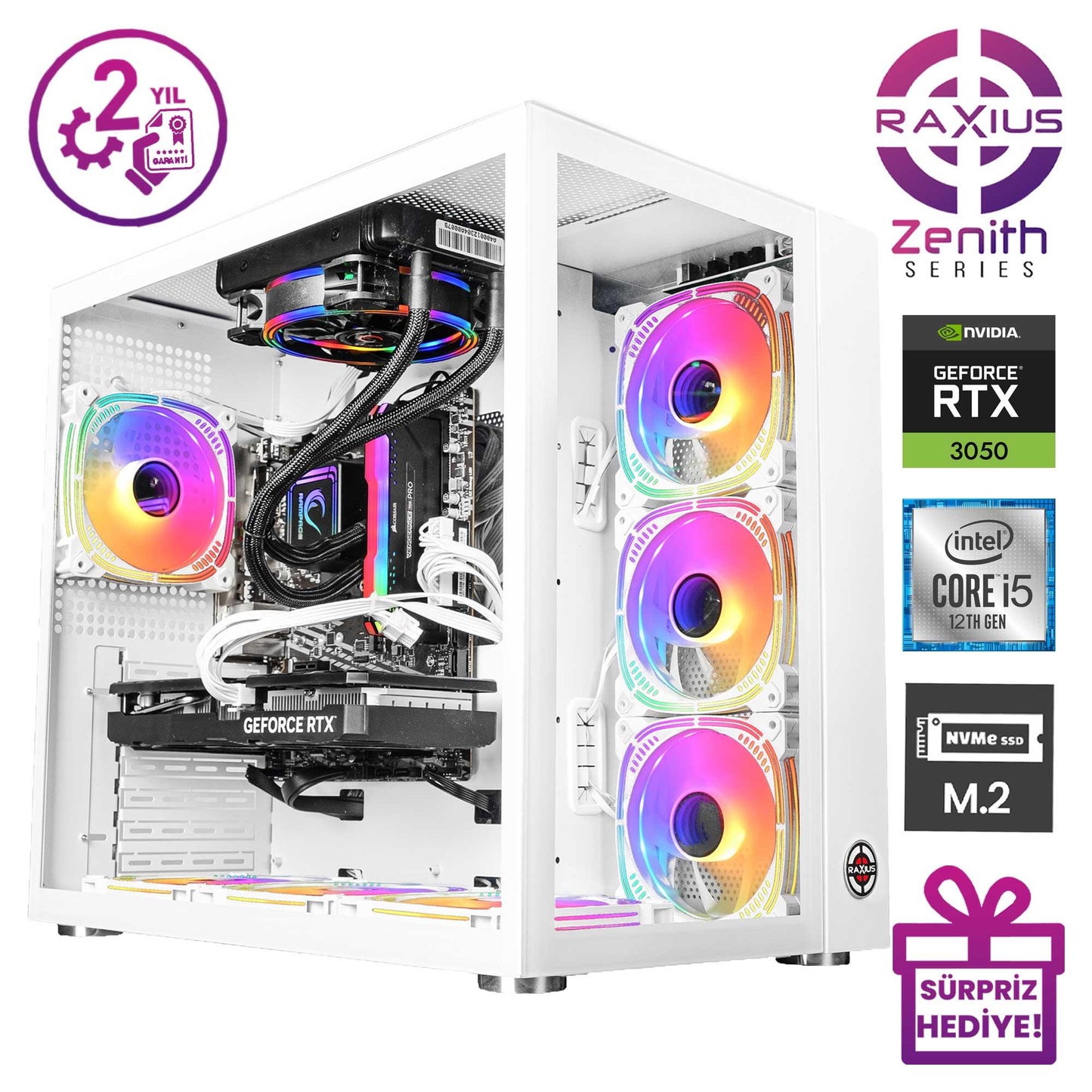 RaXius Zenith Z2 i5 30506G-124 i5-12400 RTX3050 6 GB Gaming Masaüstü Bilgisayar