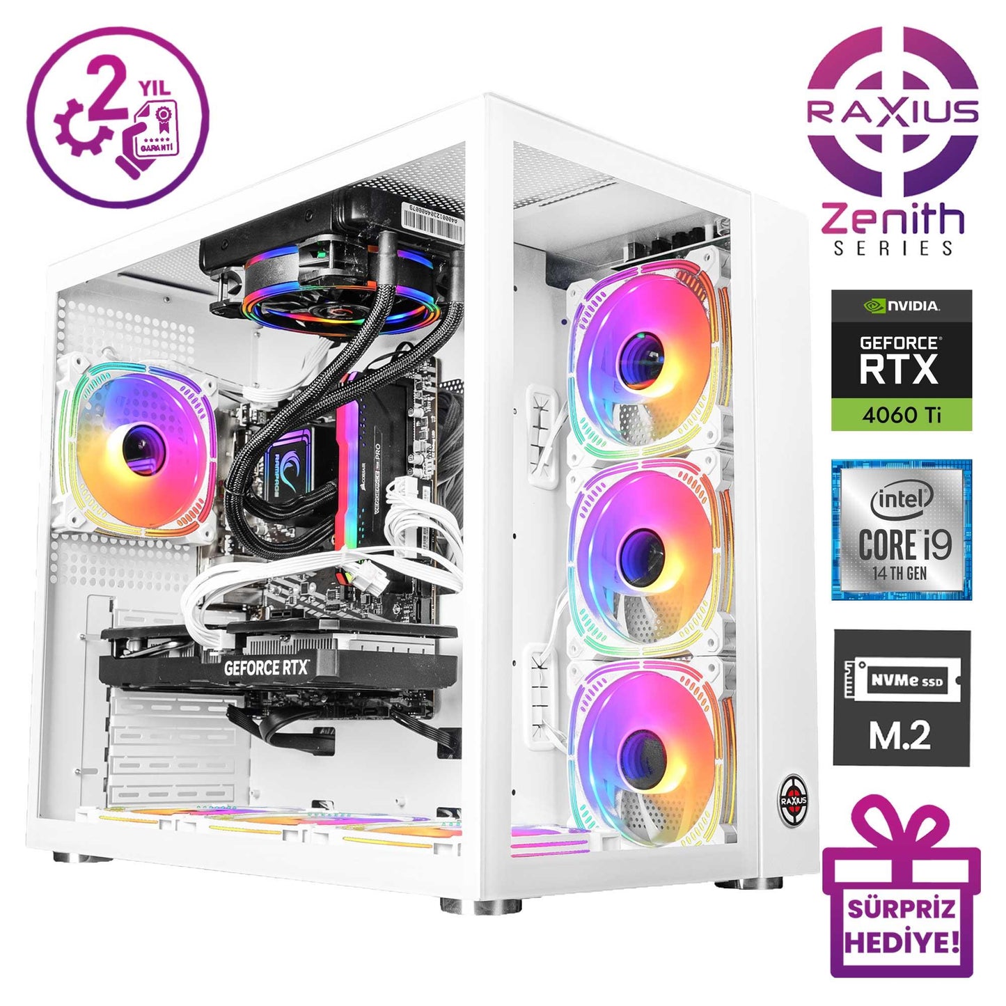 RaXius Zenith Z2 i9 4060TI-149KF i9-14900KF RTX4060Ti Gaming Masaüstü Bilgisayar(Ram ve Disk )