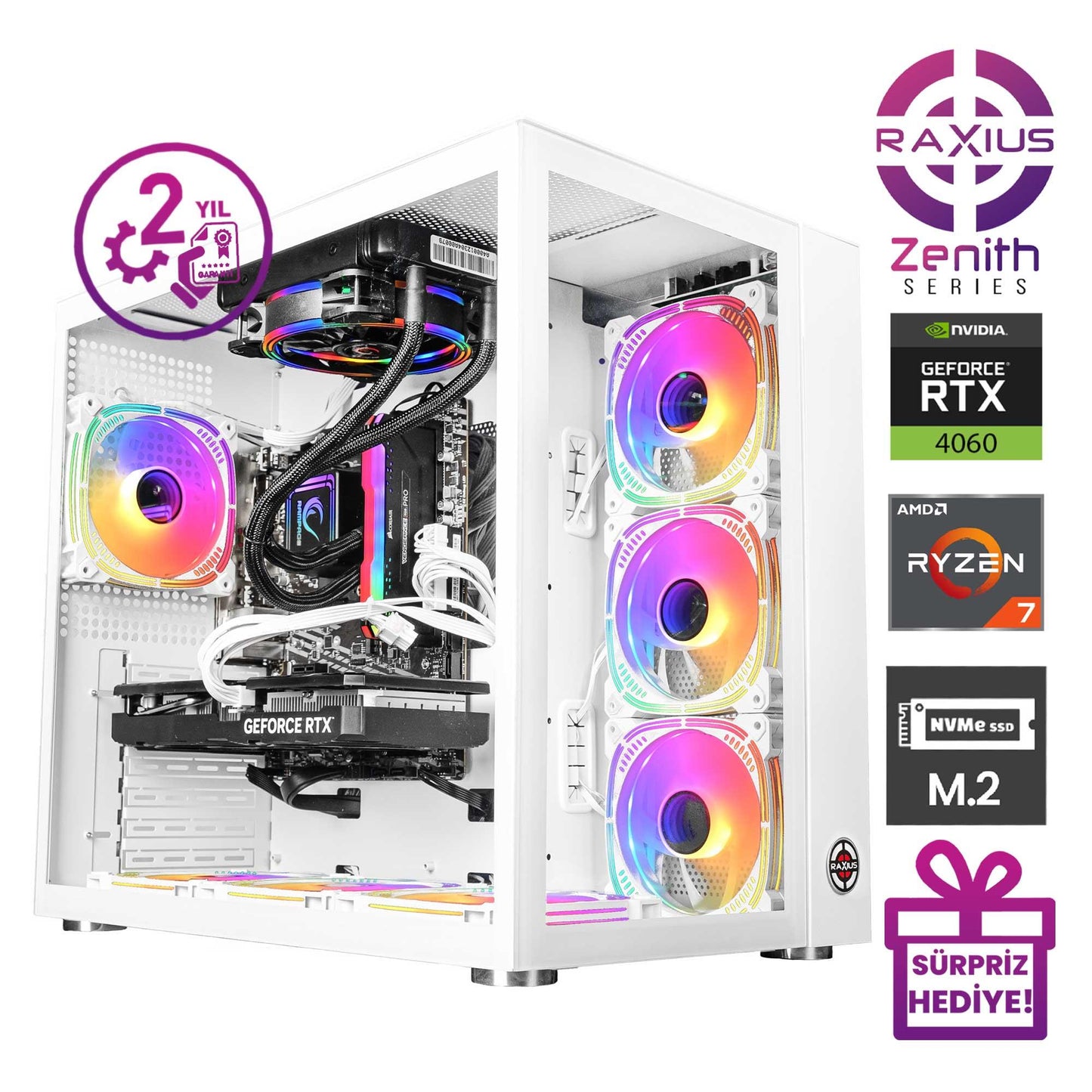 RaXius Zenith Z2 R7 4060-57X01 Ryzen7 5700X RTX4060 Gaming Masaüstü Bilgisayar