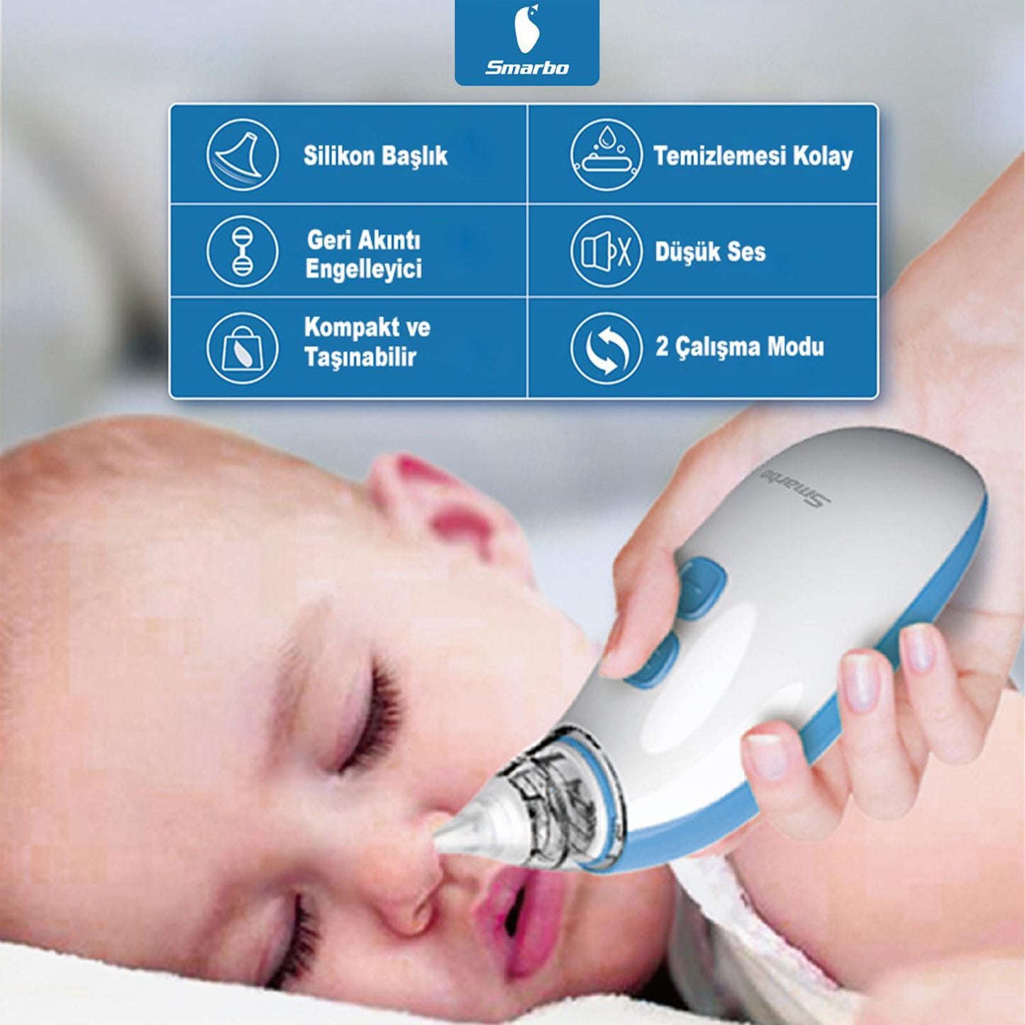 Smarbo X30 Taşınabilir, Elektrikli, Profesyonel, Ergonomik Bebek Burun Aspiratörü